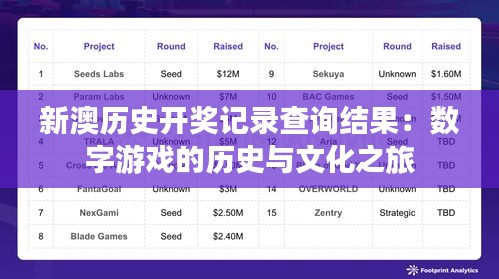 新澳历史开奖记录查询结果：数字游戏的历史与文化之旅