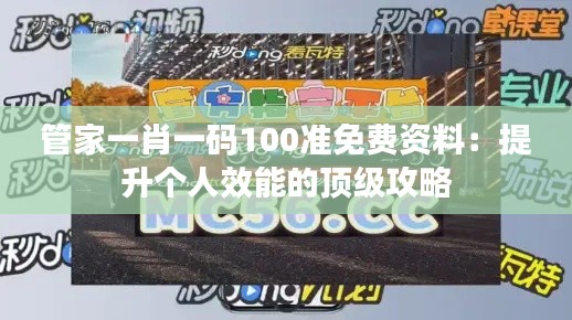 管家一肖一码100准免费资料：提升个人效能的顶级攻略