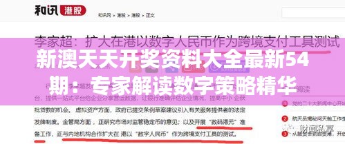 新澳天天开奖资料大全最新54期：专家解读数字策略精华