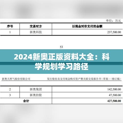 2024新奥正版资料大全：科学规划学习路径