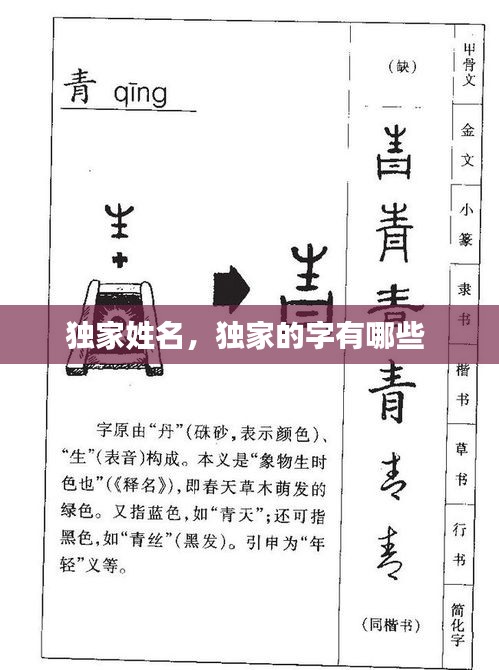 独家姓名，独家的字有哪些 