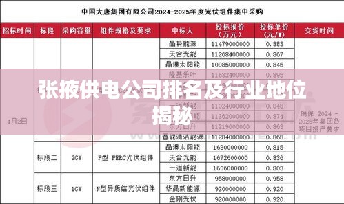 张掖供电公司排名及行业地位揭秘
