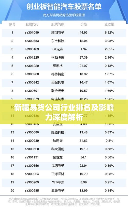 新疆易货公司行业排名及影响力深度解析