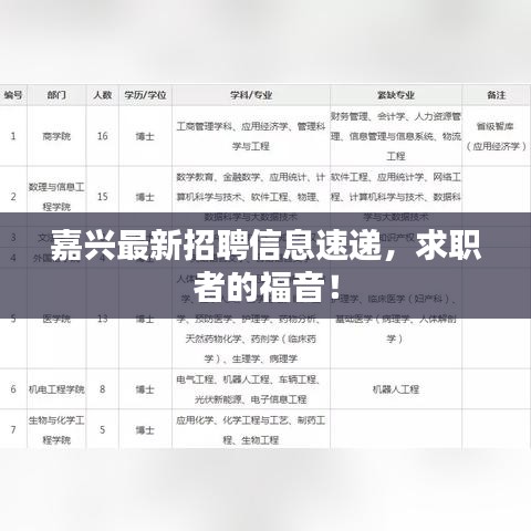 嘉兴最新招聘信息速递，求职者的福音！