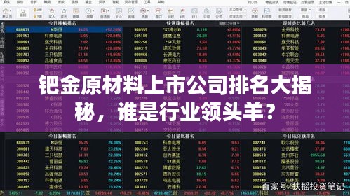 钯金原材料上市公司排名大揭秘，谁是行业领头羊？