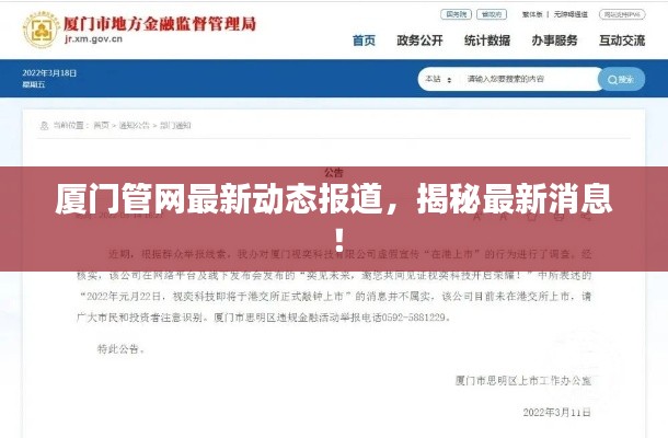 厦门管网最新动态报道，揭秘最新消息！