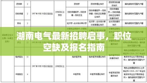 湖南电气最新招聘启事，职位空缺及报名指南