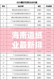 海南造纸业最新排名榜单揭晓！