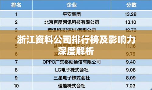 浙江资料公司排行榜及影响力深度解析