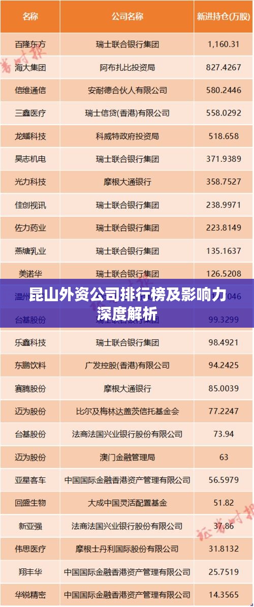 昆山外资公司排行榜及影响力深度解析